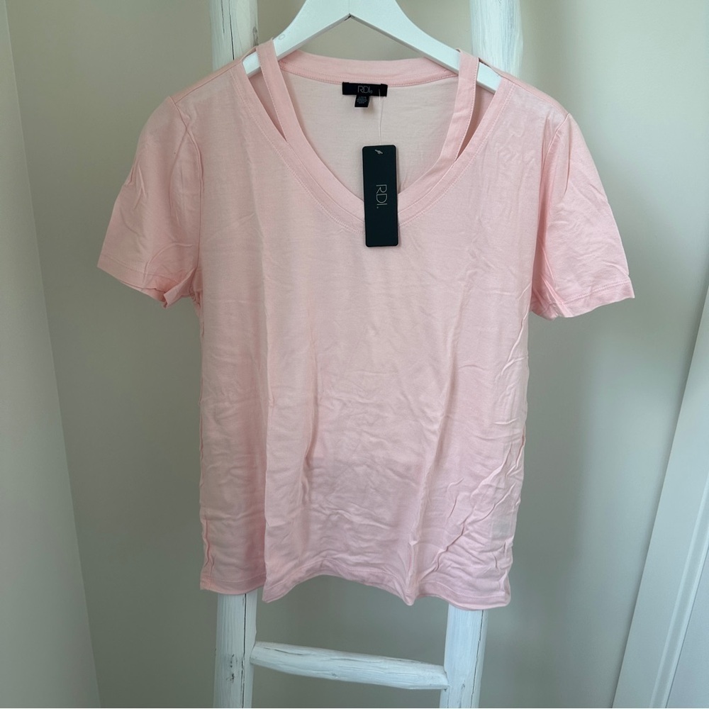 RDI Pink Scoop Neck Short Sleeve Tee Size Large